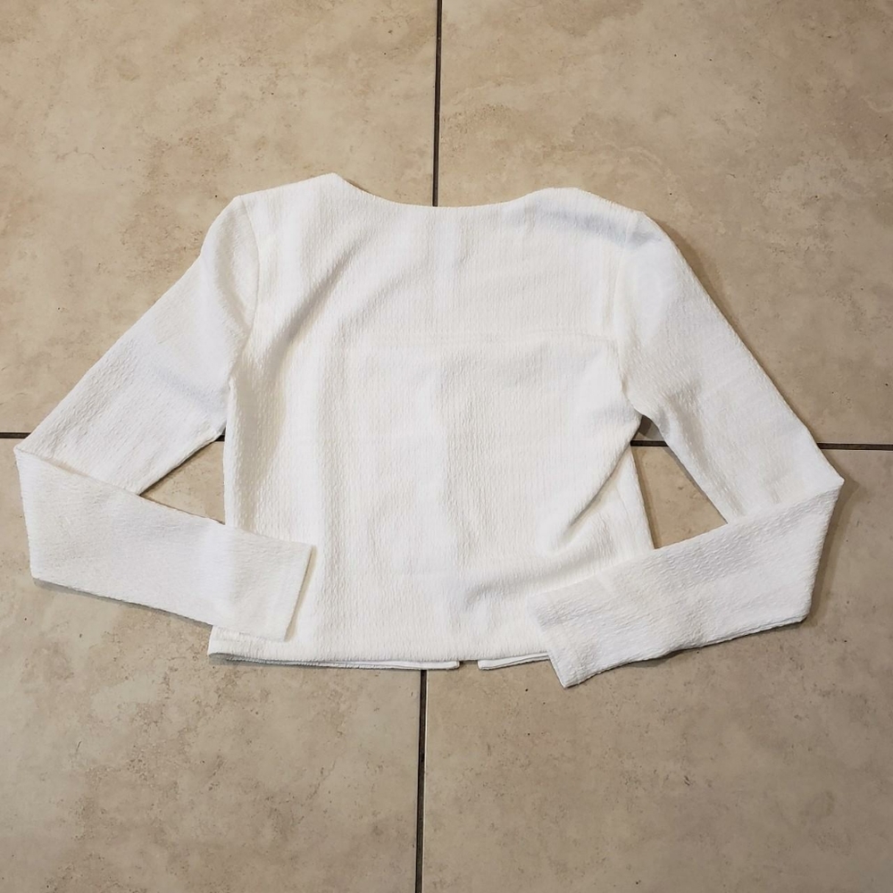 Princess Polly MCCALL LONG SLEEVE TOP WHITE used size 4 - Picture 2 of 4
